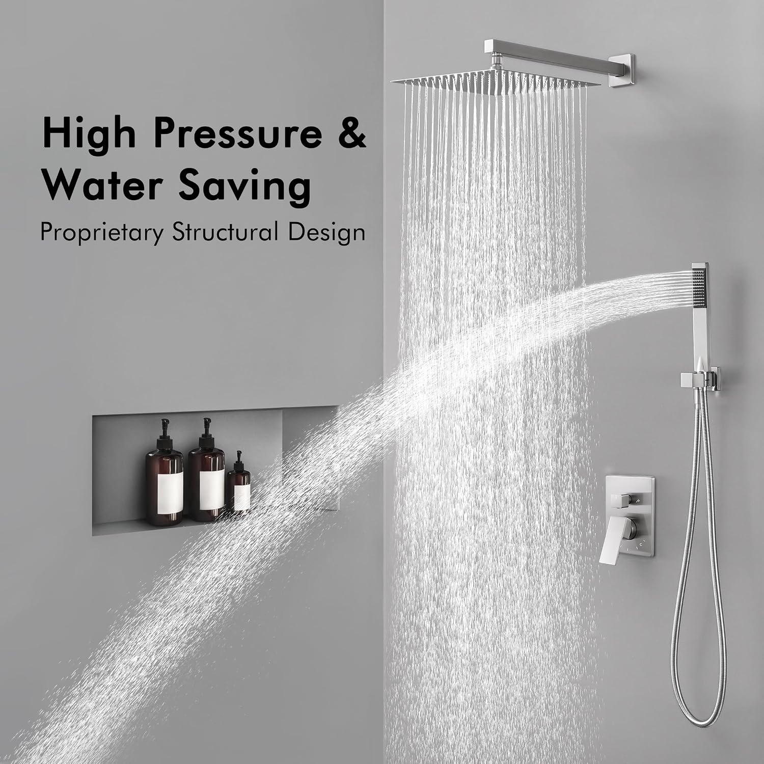 KES Shower Faucet Set & Bathroom Sink Faucet & Bathroom Sink Drain, XB6230S12-BN-UPC-NEW+L4350LF-BS-KES+S2008D-BN-TEM