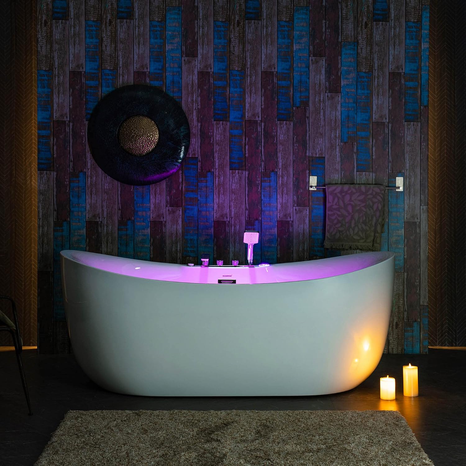 WOODBRIDGE 72' x 35-3/8' Whirlpool Water Jetted and Air Bubble Freestanding Heated Soaking Combination Bathtub wirh LED control panel and Faucet, BJ400+F0041CH