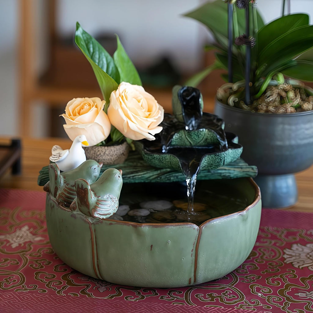Tabletop Water Fountain Indoor - Water Fountain Decor for Meditation, Relaxation for Yoga, Study, Tea, Living Room, Office (Small Without Atomization)