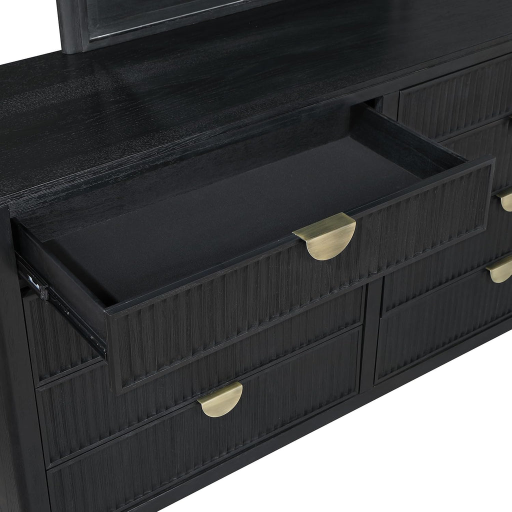 Coaster Home Furnishings Brookmead Transitional 4-Piece Bedroom Set Queen Size Panel Bed Frame 60-inch Headboard Black 224711Q-S4