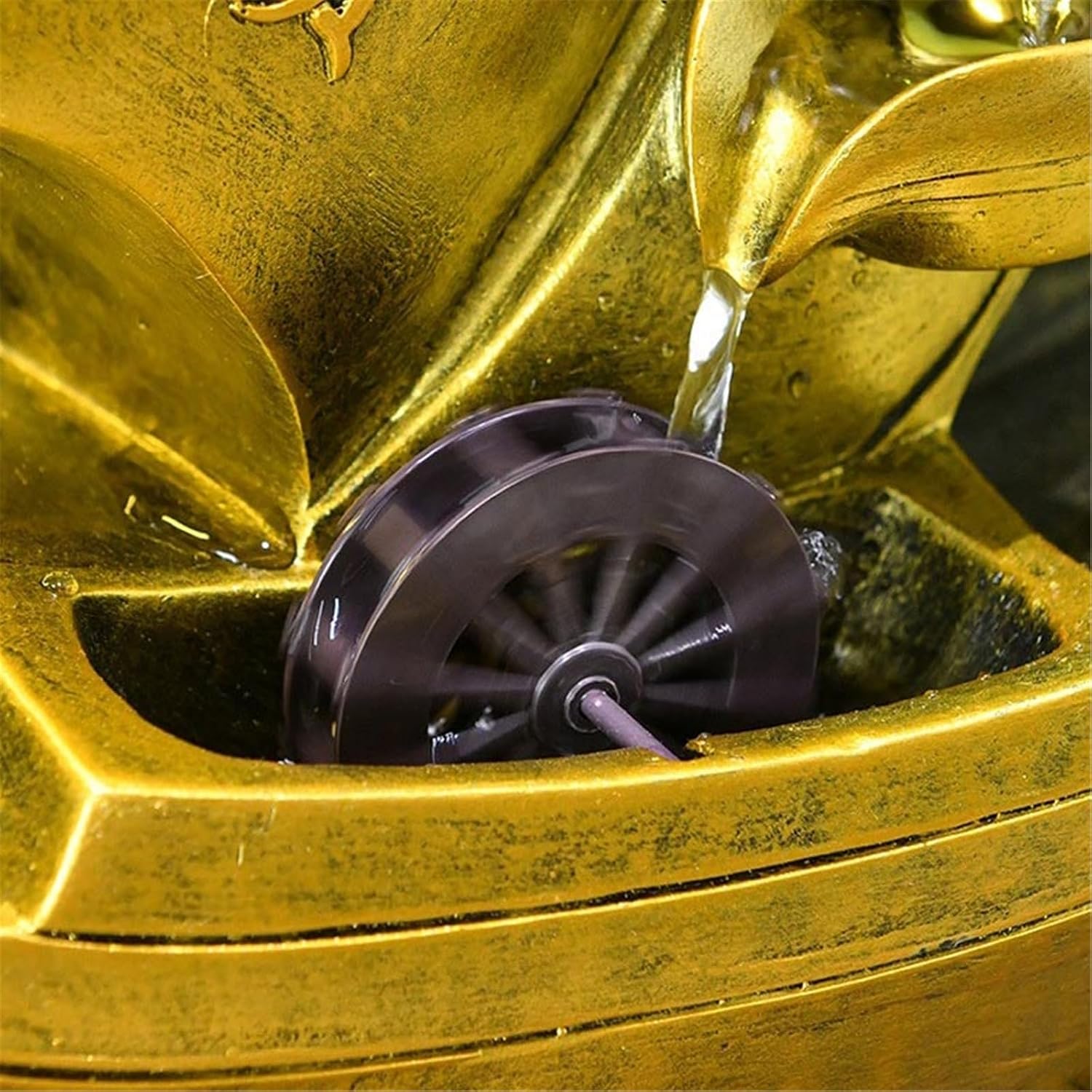 Tabletop Tabletop Fountain 4-Tiers Small Waterfall Fountains Indoor Water with LED Ring Lights Decor