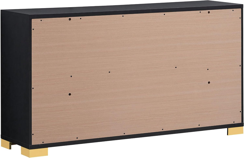 Coaster Home Furnishings Marceline Contemporary 4-Piece Bedroom Set Queen Size LED Panel Bed Frame 51-inch Headboard Black 222831Q-S4