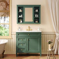 Merax 36'' Bathroom Vanity with Medicine Cabinet, Royal Blue Mirror Cabinet, Modern Bathroom Storage Cabinet with 2 Soft Closing Doors and 4 Drawers,Green