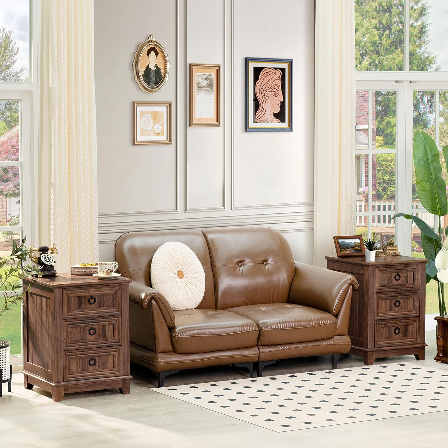 Joaxswe Farmhouse Dresser and Nightstand Sets 2 Piece, Nightstands and 6 Drawers Dressers for Bedroom, 54' Wide Dresser and 18' Inch Night Stand Set for Bedroom, Living Room, Hallway