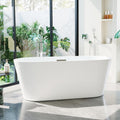 59 Inch Freestanding Bathtub Acrylic Free Standing Tub with Chrome Drain & Overflow, Ergonomic Stand Alone Tub for Small Bathroom or Home Spa