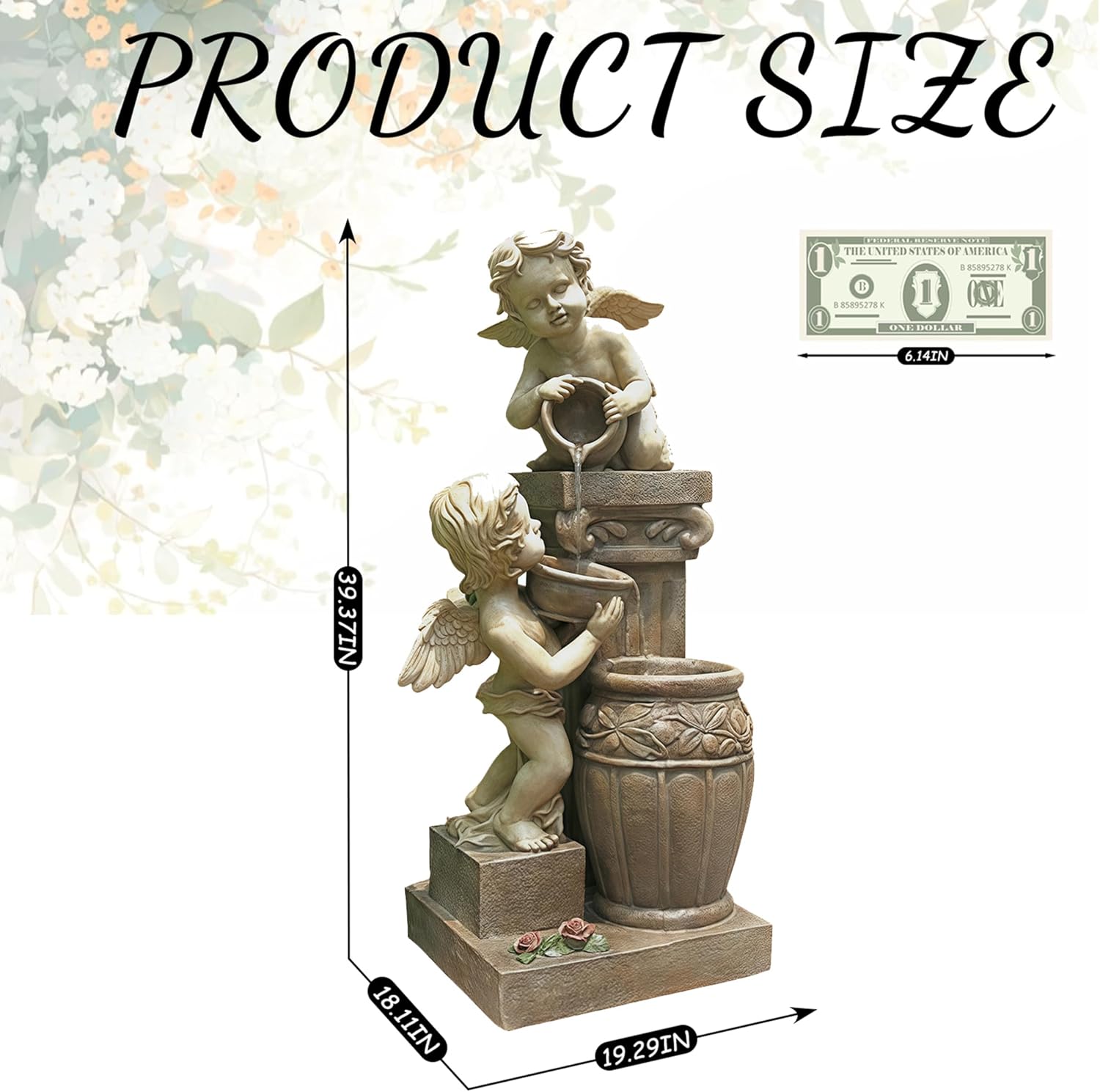 Top Outdoor Water Fountain Outside, Garden Water Fountain Decor for Gardens, Landscaping, Patios, Lawns (Small)