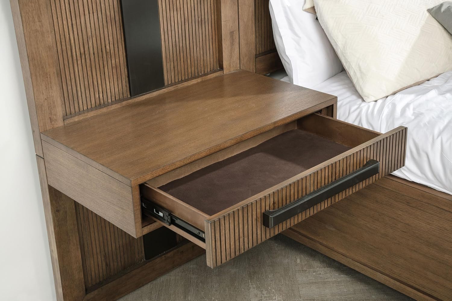 Coaster Home Furnishings Terrace Transitional 6-Piece Bedroom Set Queen Size Wall Panel Storage Bed Frame 58-inch Headboard Ash Brown 224900Q-S6P