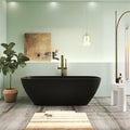 67' Premium Solid Surface Freestanding Bathtub, Upgraded Oval Stone Resin Soaking Tubs with Overflow and Pop-up Drain, Matte Black