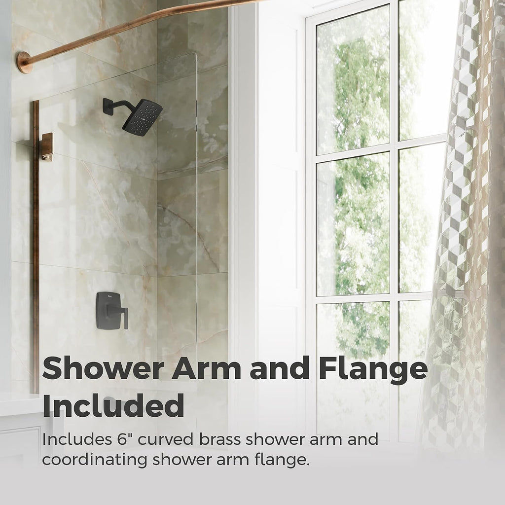 Pfister Vaneri Tub and Shower Trim Kit with Valve and Cartridge Included 1-Handle Rain Shower Head with Tub Spout Matte Black Finish Water-Efficient Model 8P8WS2VRISBB
