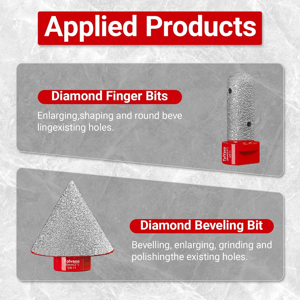 Diamond Hole Saw Kit, Tile Hole Saw Kit with 12Pcs 6/6/8/19/25/35/50/75/102mm for Porcelain Tile, Granite, Marble, Ceramic and More Drilling