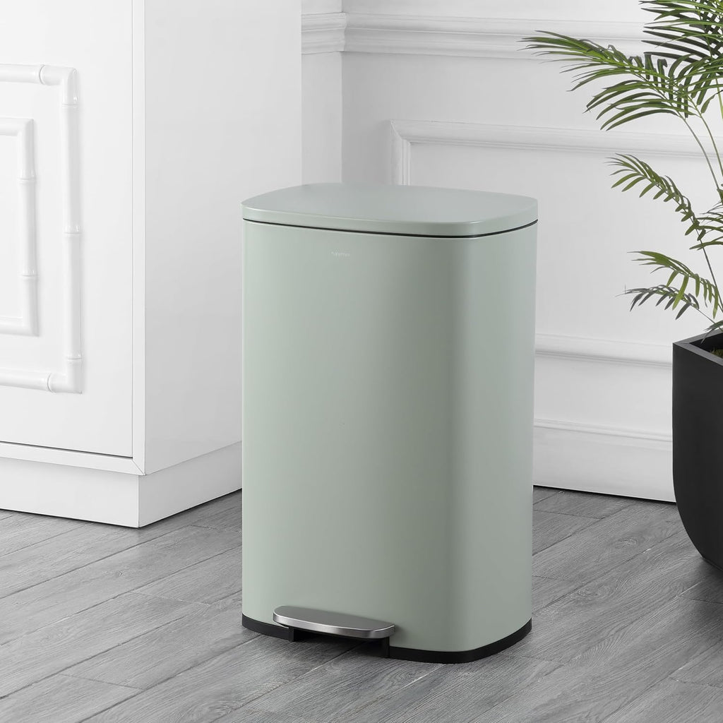 happimess HPM1006E Connor Rectangular 13-Gallon Trash Can with Soft-Close Lid and FREE Mini Trash Can, Fingerprint Resistant, Modern, Minimalistic for Home, Kitchen, Office, Bathroom, Pistachio Gelato