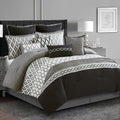 LANCO MODERN LIFESTYLE Queen Comforter Set, Black, 10 Piece Bed in a Bag for All Seasons, Luxury Extreme Comfort Bedding Sets with Bedskirt, Pillow Shams, Euro Shams and Decor Pillows