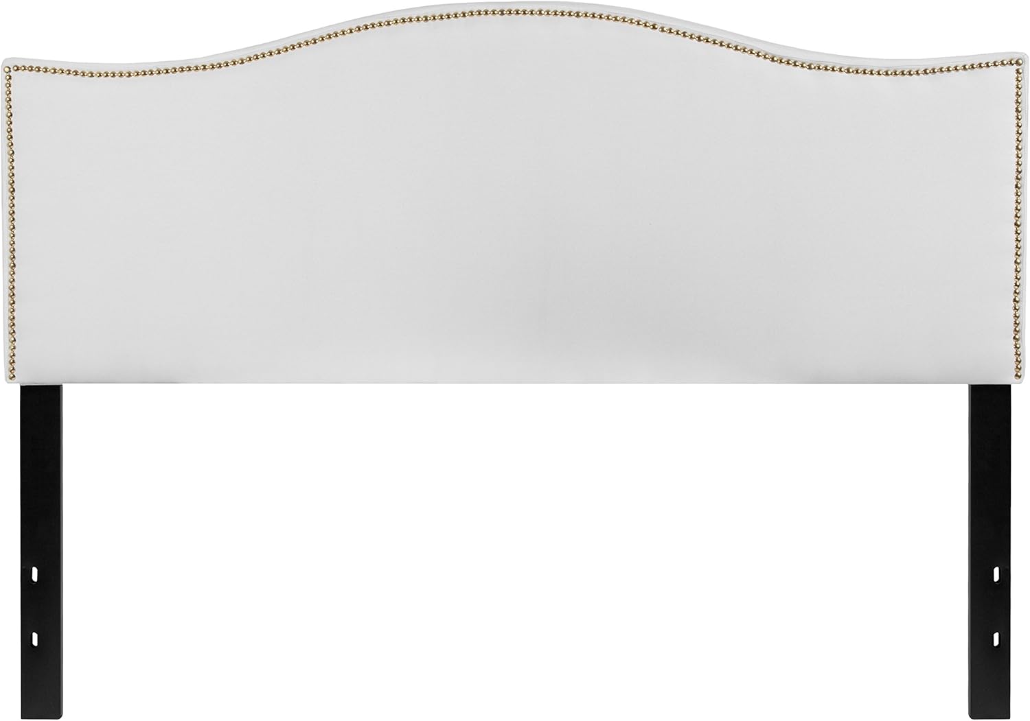 Flash Furniture Lexington Upholstered Queen Size Headboard with Accent Nail Trim in White Fabric