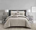 Chic Home Taupe Bed in a Bag Comforter Set, King Size (5 Pieces), New York & Company Trinity - Polyester Bedding with Jacquard Interlaced Pattern - Comforter, Pillow Shams and Decorative Pillows