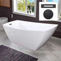 WOODBRIDGE 67' Acrylic Freestanding Bathtub Contemporary Soaking Tub with Oil Rubbed Bronze Overflow and Drain,White