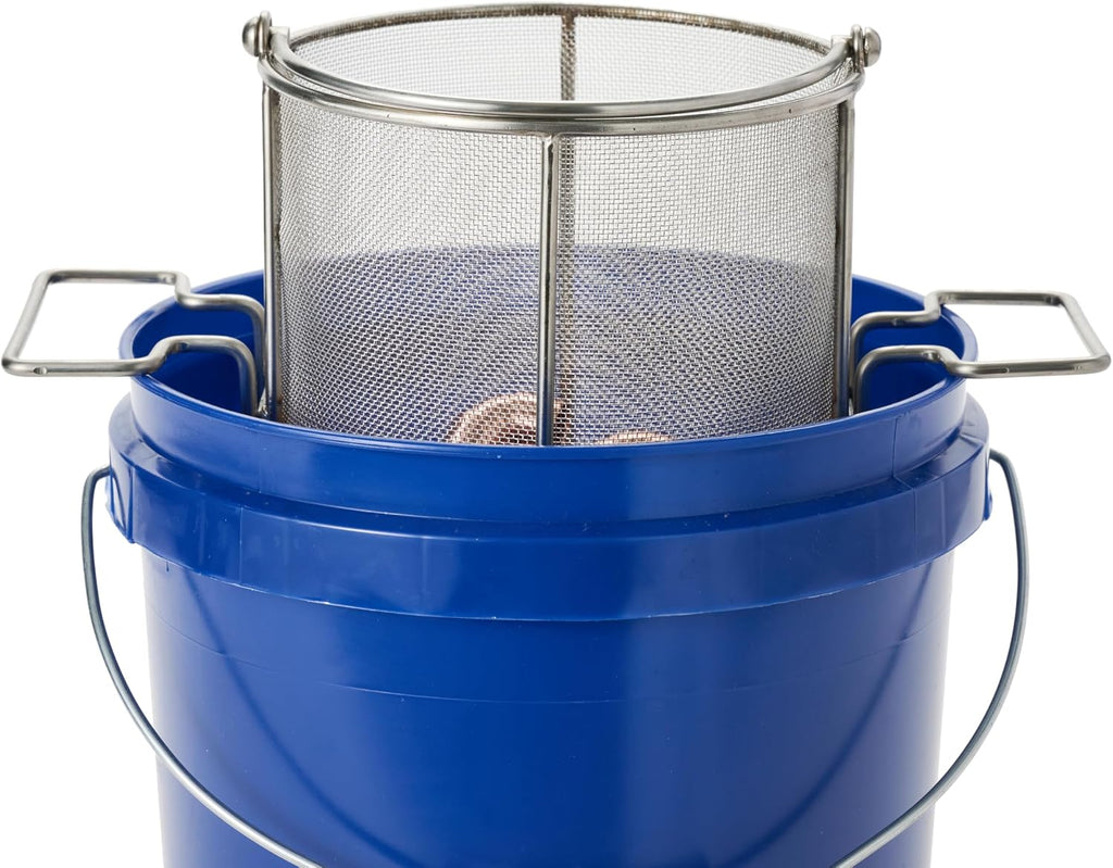 Dip N' Drain – Stainless Steel Part Cleaning Strainer Basket for 2-Gallon Buckets (Bucket Not Included) | 1/32″ Mesh, Swing Handle, Great for Mechanics, Auto Parts, Garage, Shop & Home Cleaning