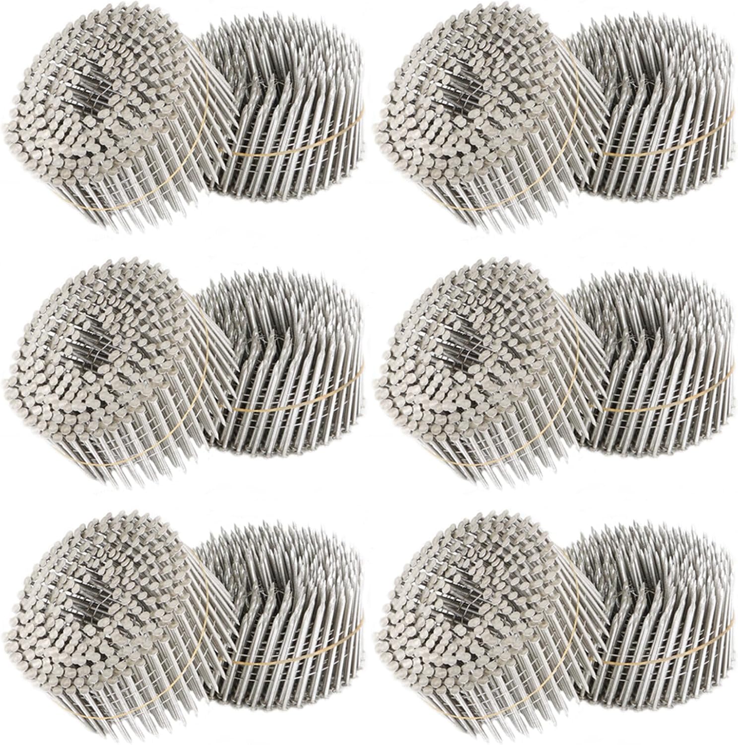 findmall 3600 Count 2-1/2 Inch x .090-Inch Ring Shank 304 Stainless Steel Siding Nails 15-Degree Collated Wire Coil for Wood or Fencing Applications