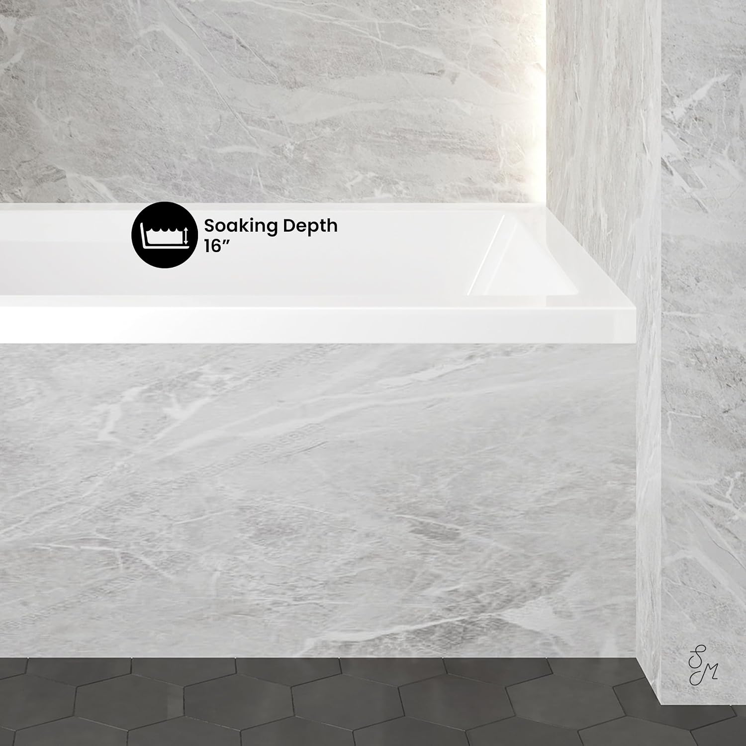 Swiss Madison Voltaire 54' x 30' Acrylic Glossy White, Alcove, Integral Left-Hand Drain, Bathtub