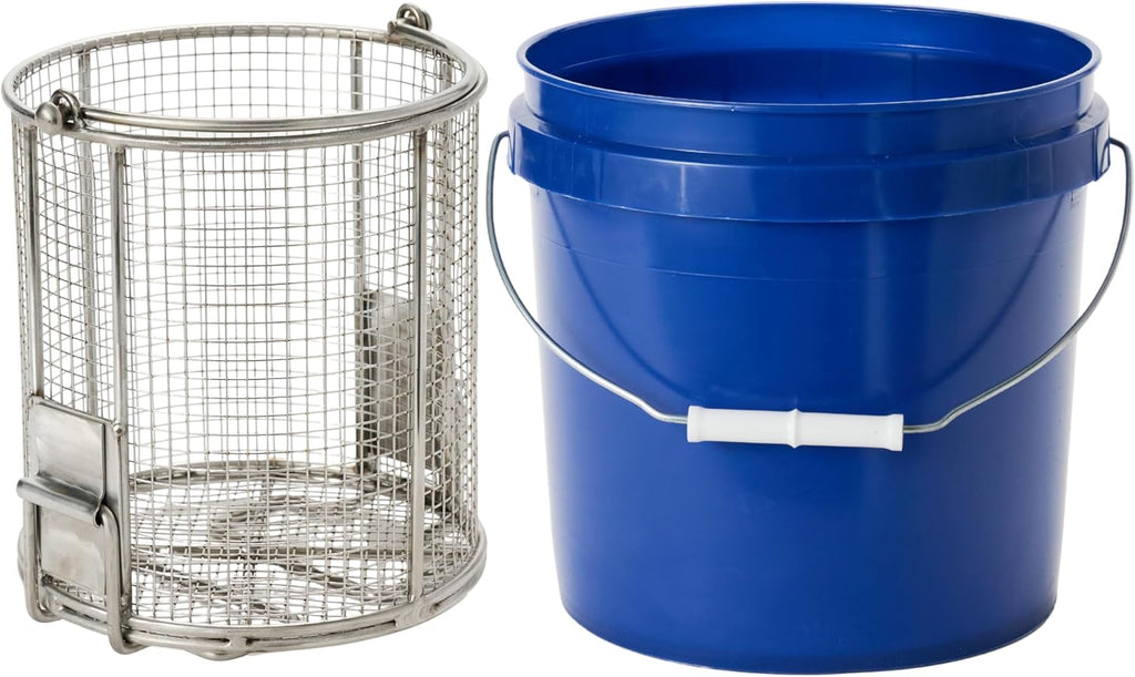 Dip N' Drain – Stainless Steel Part Cleaning Strainer Basket for 2-Gallon Buckets (Bucket Included) | 1/4″ Mesh, Swing Handle, Perfect for Mechanics, Auto Parts, Garage, Shop & Home Workshop Cleaning