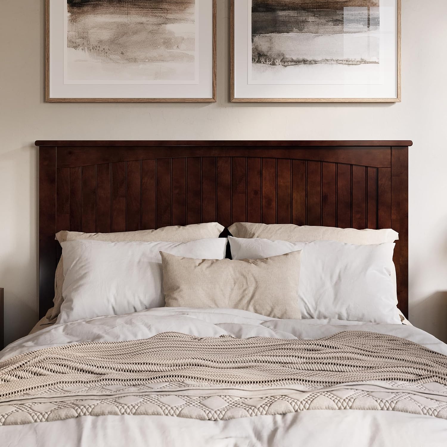 AFI, Nantucket Queen Solid Wood Panel Headboard, Walnut