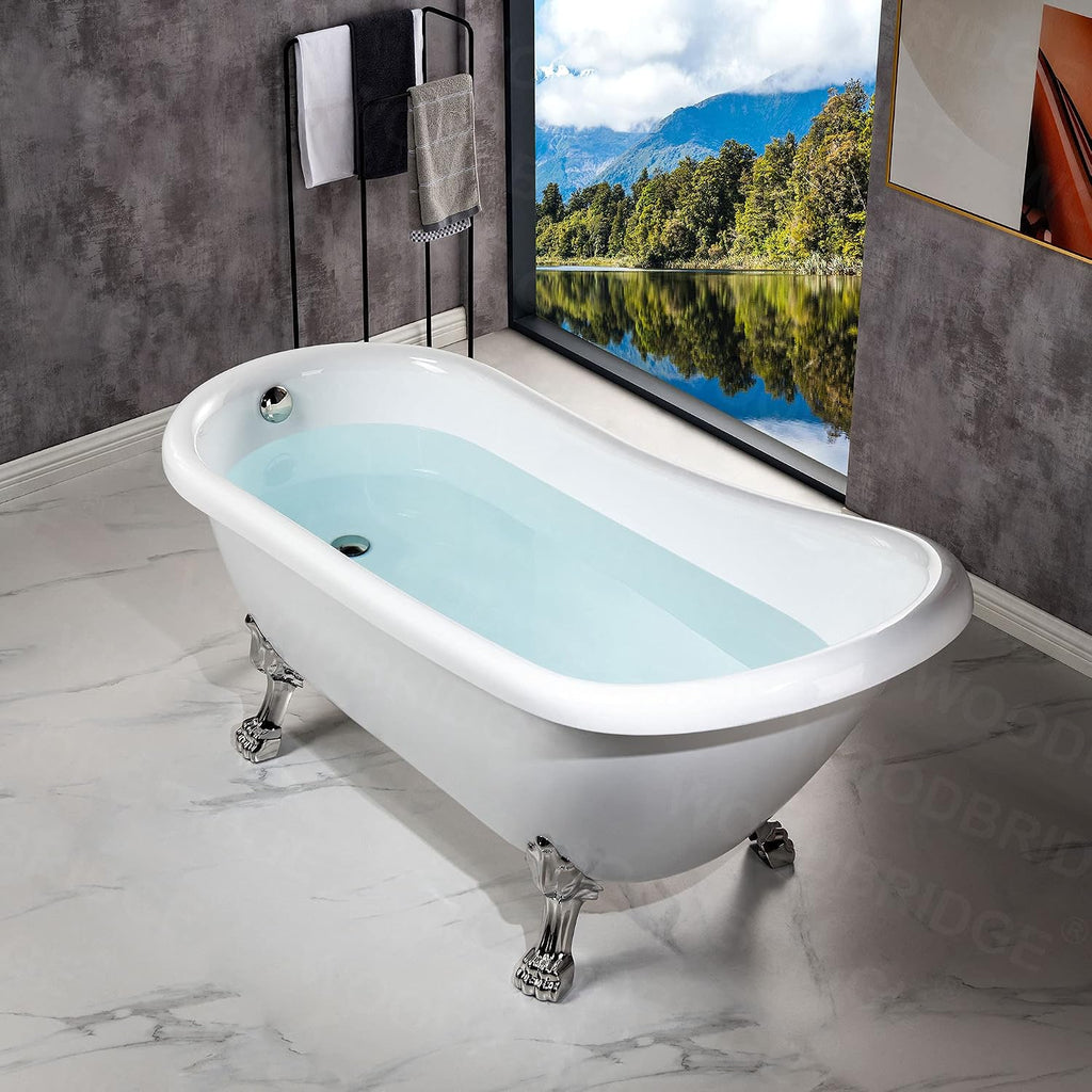 WOODBRIDGE B0023-B/N-Feet+B/NDrain Bathtub, Brushed Nickel