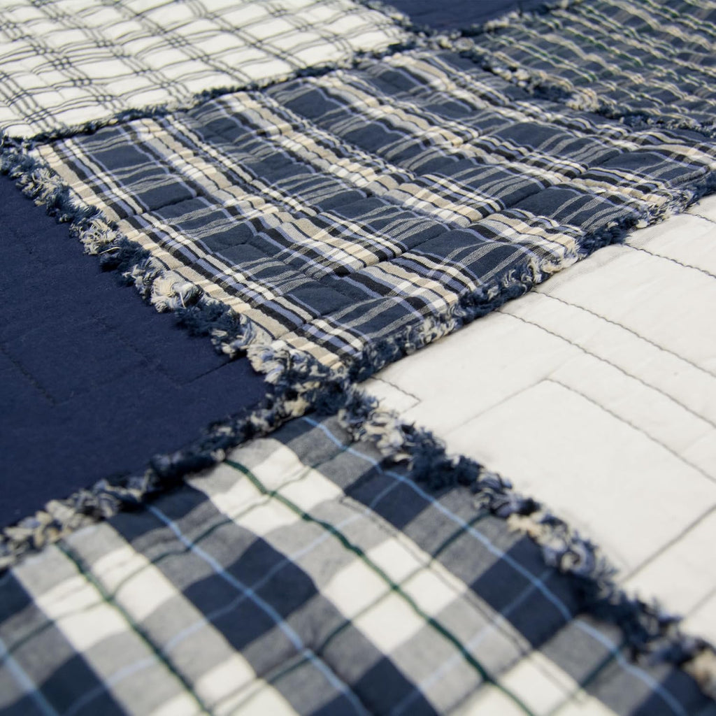 Donna Sharp Checkerboard Indigo- Queen Quilt Set, Measures 90 x 90, Includes 1 Quilt and 2 Standard Shams, Machine Washable