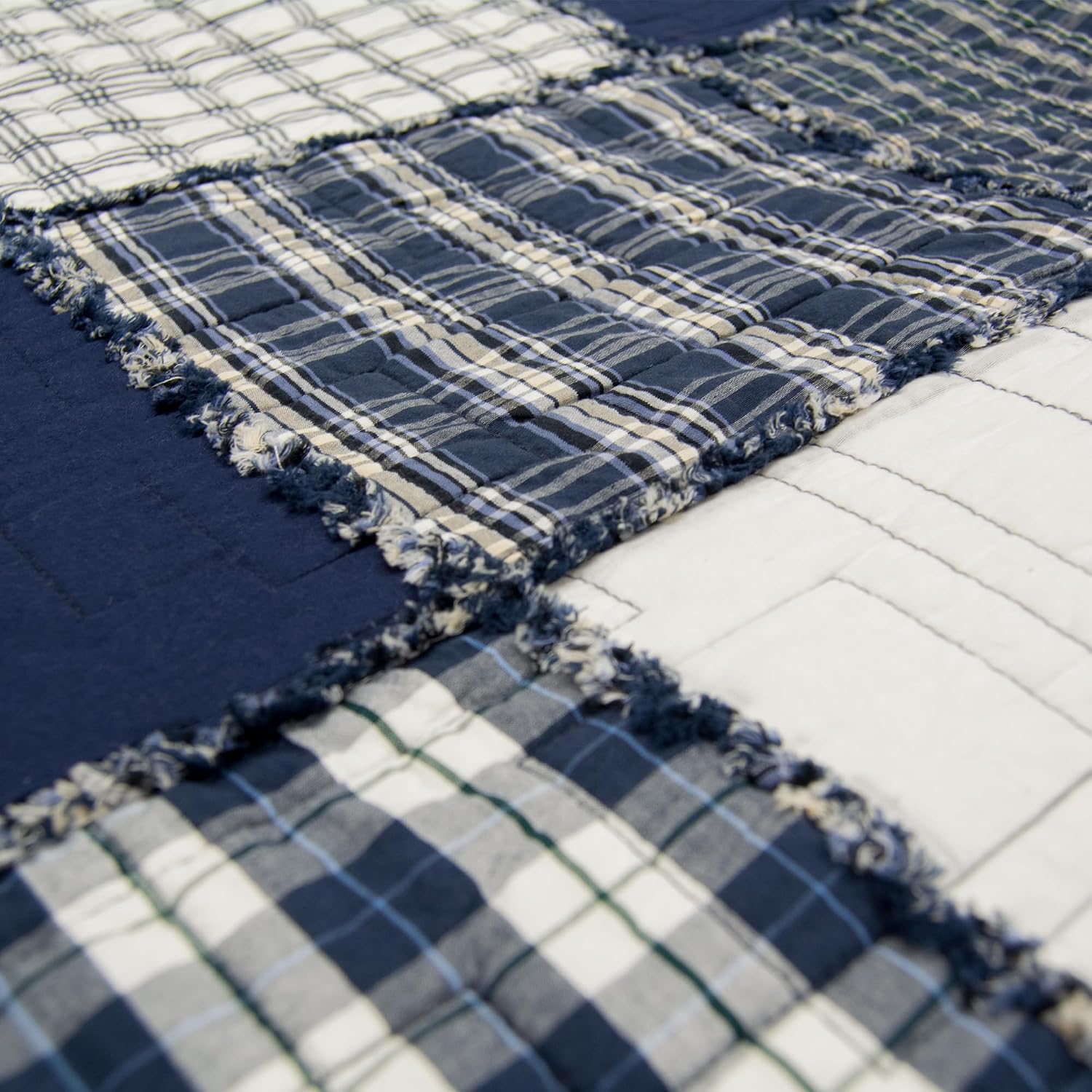 Donna Sharp Checkerboard Indigo- Queen Quilt Set, Measures 90 x 90, Includes 1 Quilt and 2 Standard Shams, Machine Washable