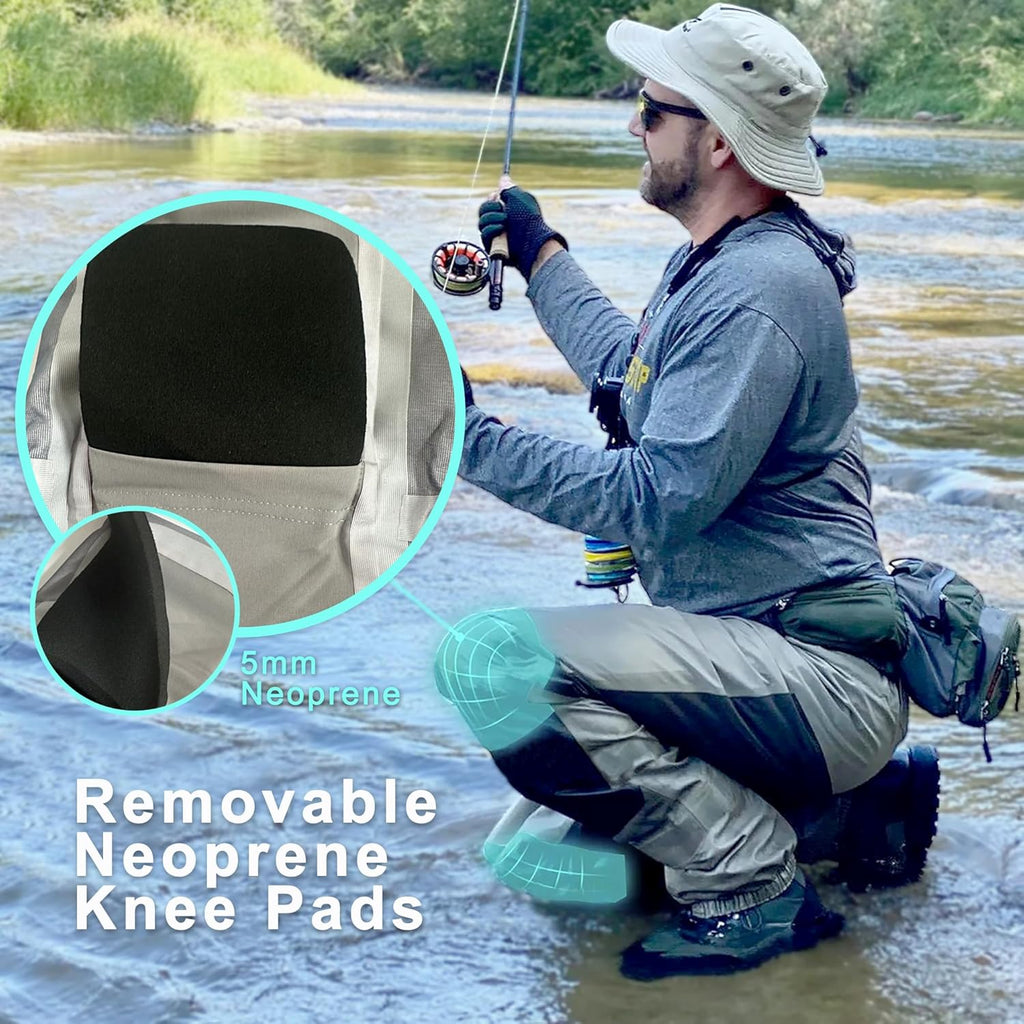 8 Fans Mens Womens Waist Waders,3-Ply Durable Breathable Waterproof Stockingfoot Insulated Wading Pants for Fishing Kayaking