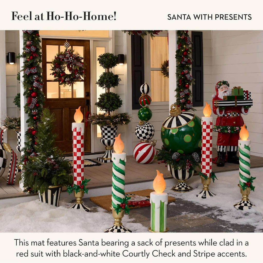 MACKENZIE-CHILDS Entrance Mat, Decorative Outdoor Front Door Mat for Christmas, Coir Door Mat, 24' x 36', Santa with Presents