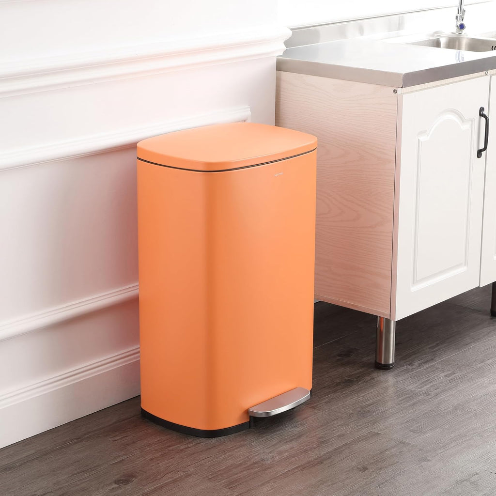 happimess HPM1006K Connor Rectangular 13-Gallon Trash Can with Soft-Close Lid and Free Mini Trash Can, Fingerprint Resistant, Modern, Minimalistic for Home, Kitchen, Office, Bathroom, Carrot Cake
