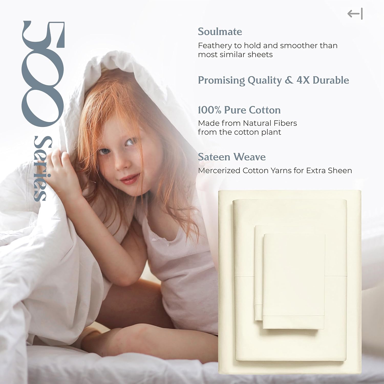 Mayfair Linen 100% Egyptian Cotton 2 Pack Full Sheet Set - Luxury 500 Series Soulmate Collection Cotton Sheets Full Size (8 PC, Ivory), Silky Soft, Cooling 16' Deep Pocket Hotel Quality Sheet