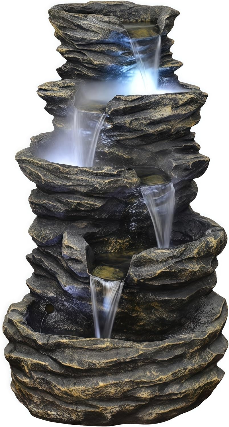 Top Outdoor Water Fountain Outside, Garden Water Fountain Decor for Gardens, Landscaping, Patios, Lawns (Small)