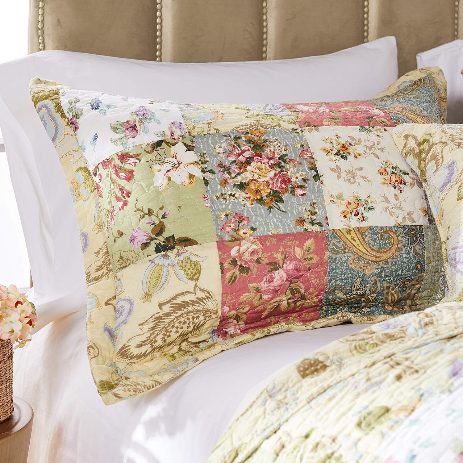 Greenland Home Blooming Prairie 100% Cotton Authentic Patchwork Quilt Set, 2-Piece Twin/Twin XL, Model:GL-0809CMST