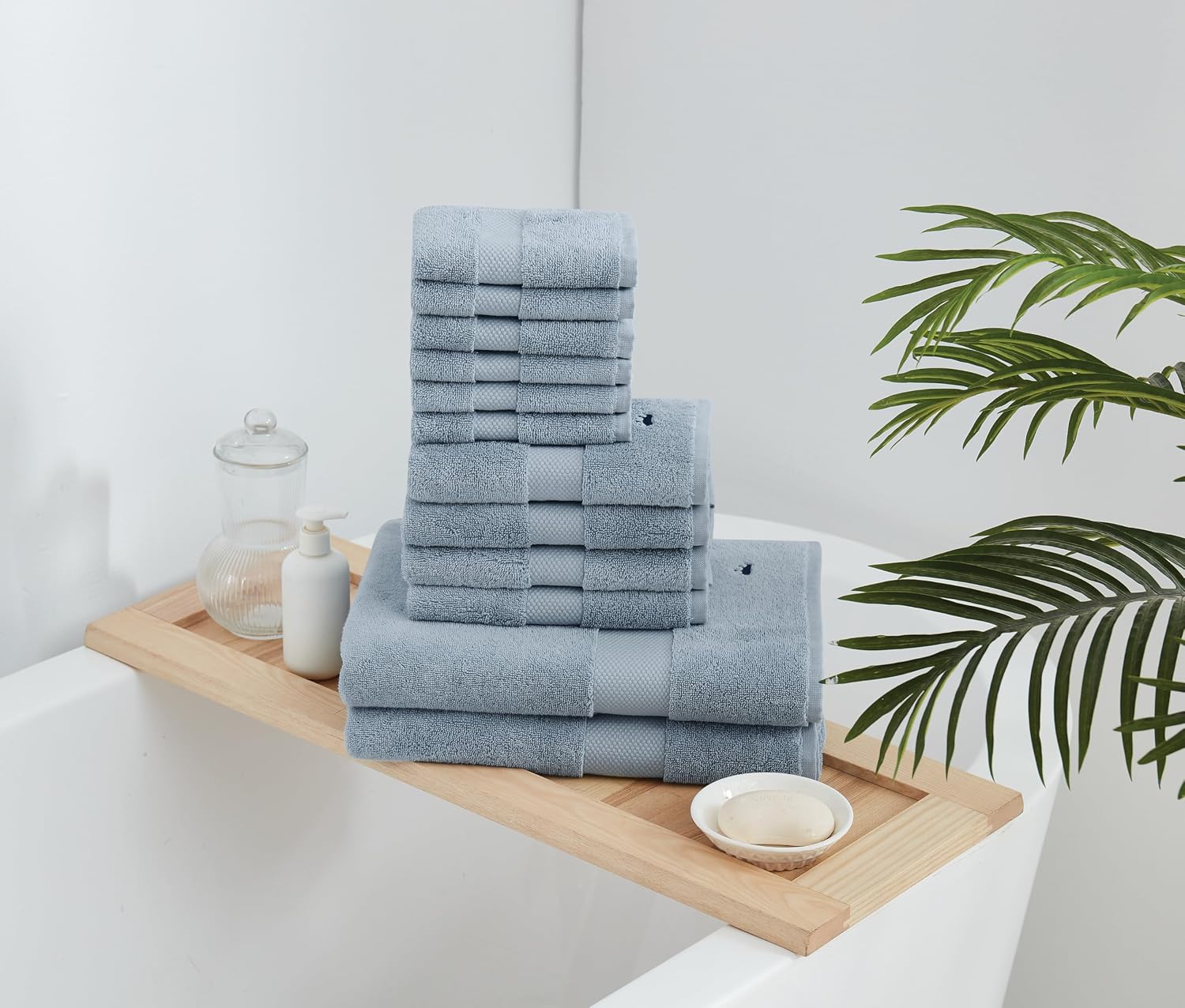 Turkish Cotton Towels Blue Cotton 2-Piece 2 Pack Bath Towel, Solid Color Themed, for Men and Women, Oeko-TEX Certified Confidence