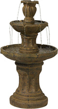 Tuscan Garden 41 1/2' High Large Traditional Italian Indoor Outdoor Decor Dark Faux Stone Floor Fountain Waterfall Tiered Standing Water Feature for Outside Patio Yard Backyard Porch - John Timberland