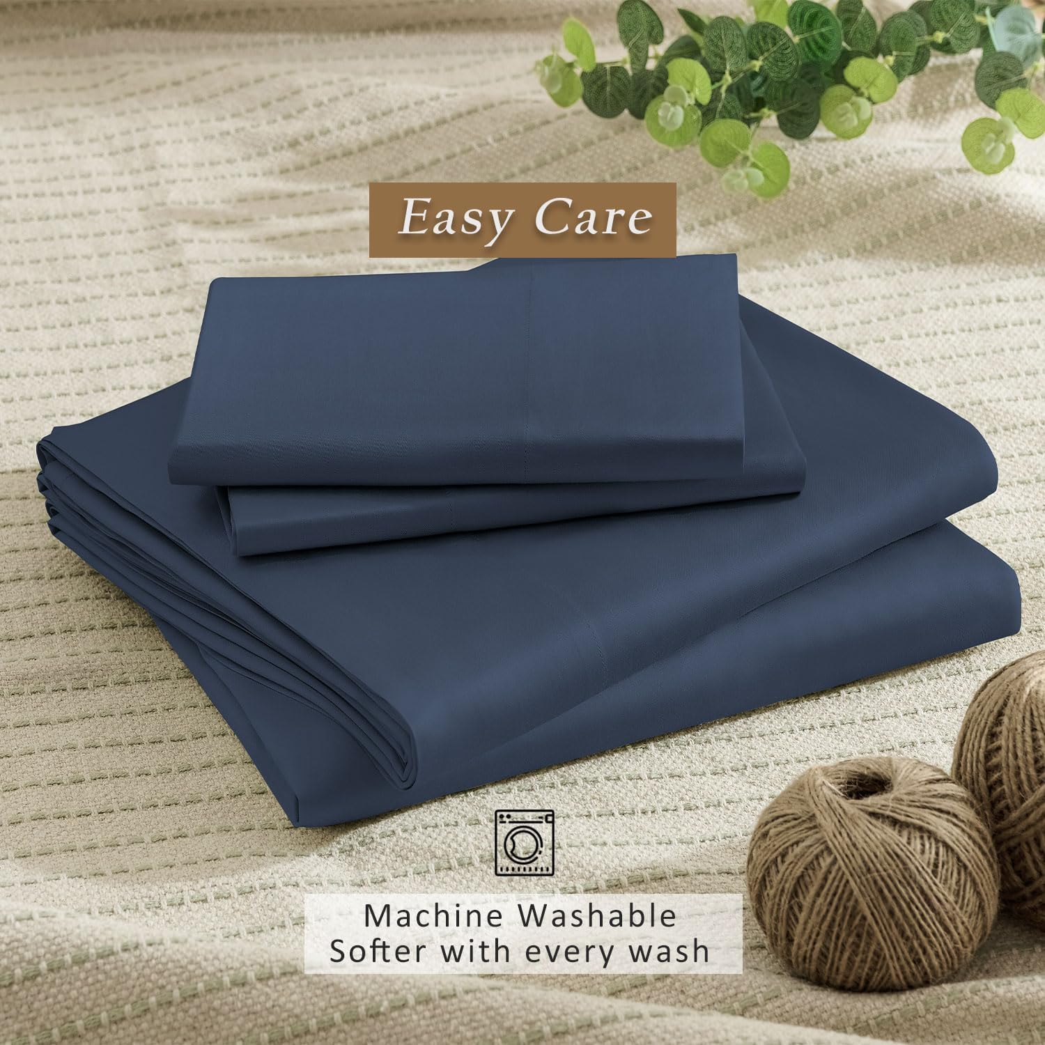 TOSMO Luxury Cooling Sheet Set | 100% Viscose from Organically Grown Bamboo | FSC® Certified | Queen Size | 18' Deep Pockets | Silky Soft Natural Bedding for Hot Sleeper [Slate]