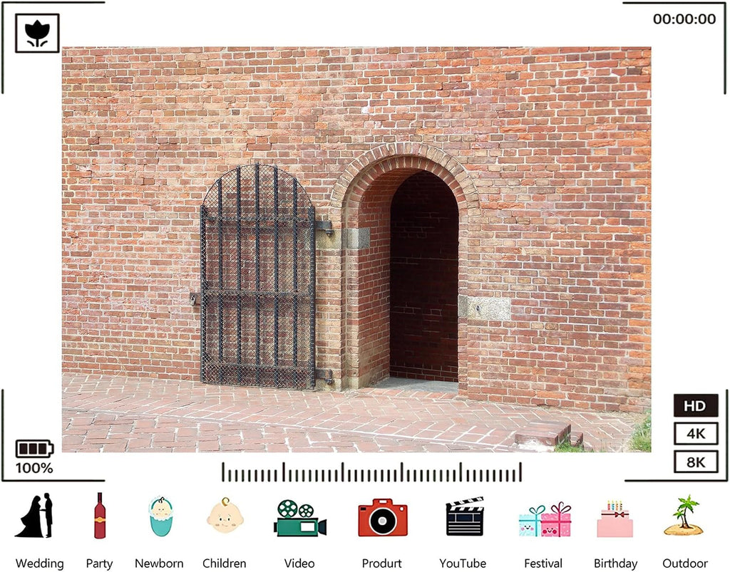 Trykid 20x10ft Historic Brick Archway Backdrop Red Masonry Wall Wrought Iron Gate Cobblestone Path Vintage Photography Background Retro Party Tapestry Decoration Photo Studio Prop Fabric