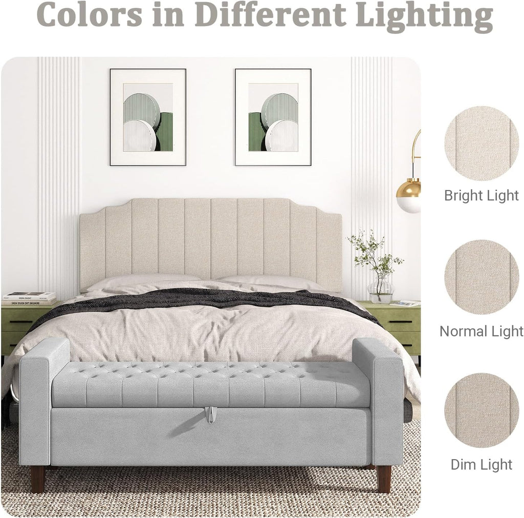 Befurtori King Size Headboard Only, Linen Wall Mounted Headboard King for Adjustable Bed Modern Upholstered Head Board Easy Assembly, Beige