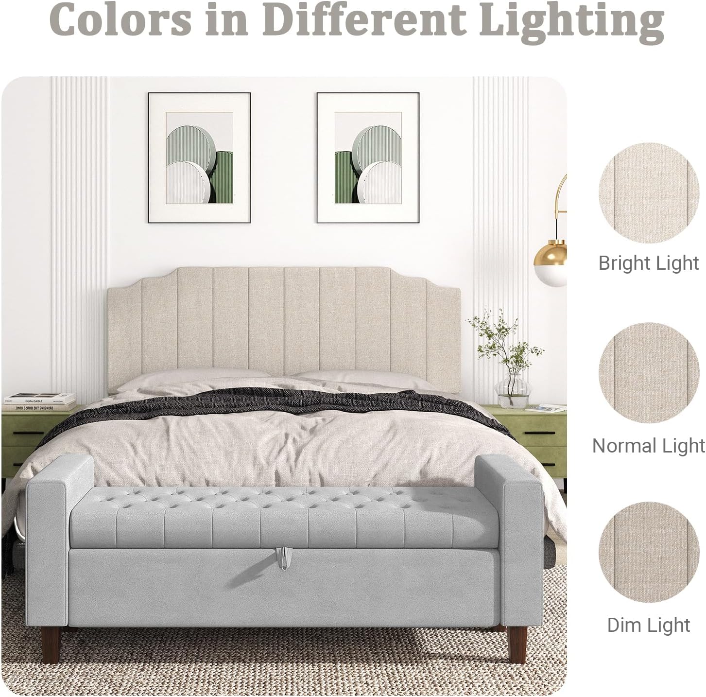 Befurtori King Size Headboard Only, Linen Wall Mounted Headboard King for Adjustable Bed Modern Upholstered Head Board Easy Assembly, Beige