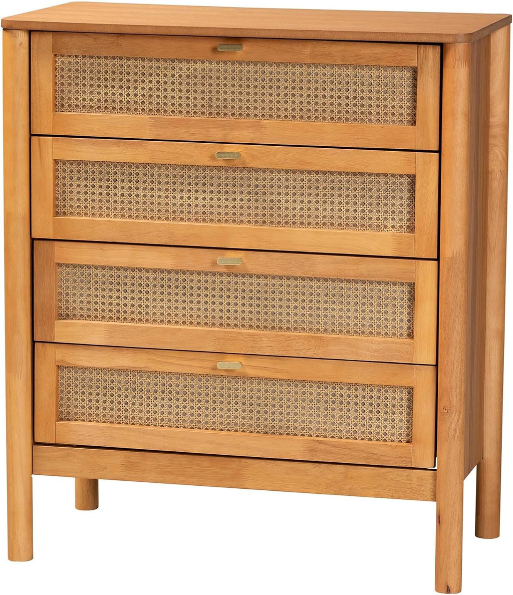 Baxton Studio Jenn Brown Wood Japandi 4-Piece Queen Size Bedroom Set