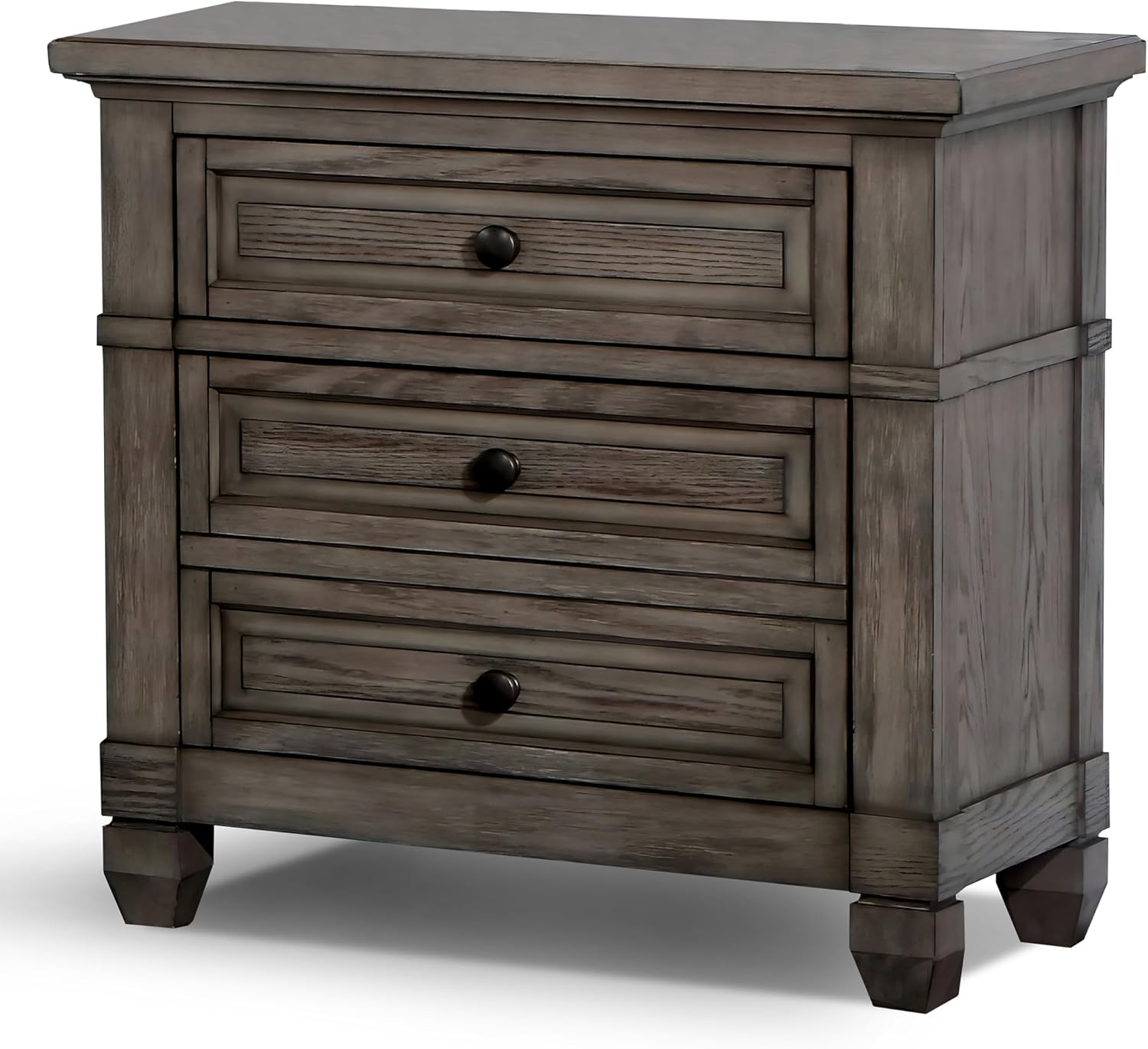 Furniture of America Xephyr Solid Wood 6-Piece Bedroom Set, Queen-Size Bed with Footboard Drawers, Felt-Lined Top & Ball-Bearing Glides, USB Port on Nightstand, Box Spring Required, Warm Gray