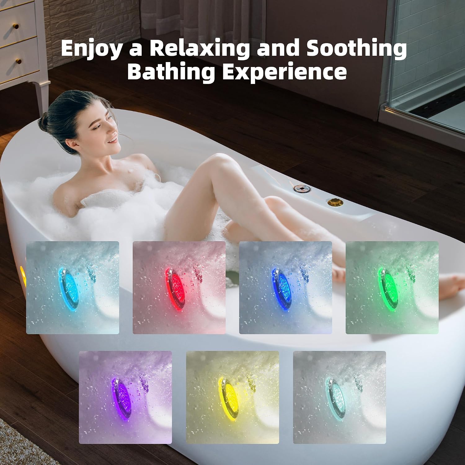 WOODBRIDGE 72' x 35-3/8' Whirlpool and Air Bath Heated Soaking Combination Tub with Adjustable Speed Air Blower and Display Control Panel, Brushed Gold Finish Trim and Drain Kit, BG400