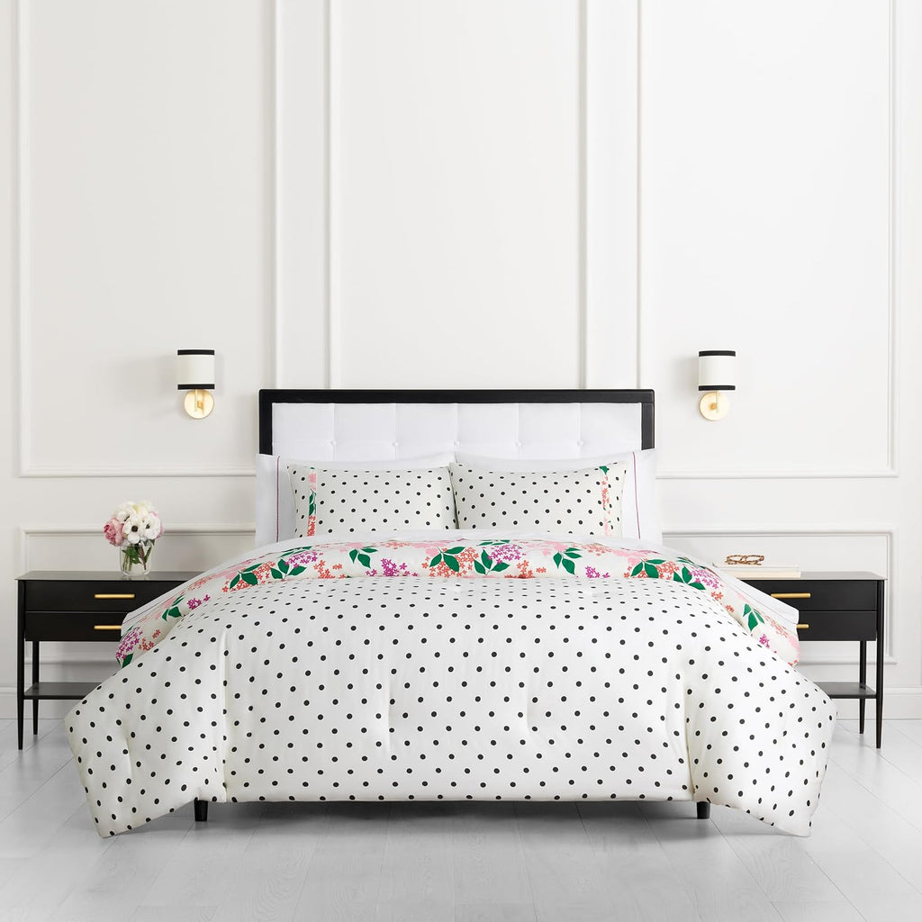 kate spade new york Bold Blossoms Full/Queen Comforter Set, 300 Thread Count Cotton Reversible Cover, All Season 3 Piece Bedding, Machine Washable, Floral Multicolor
