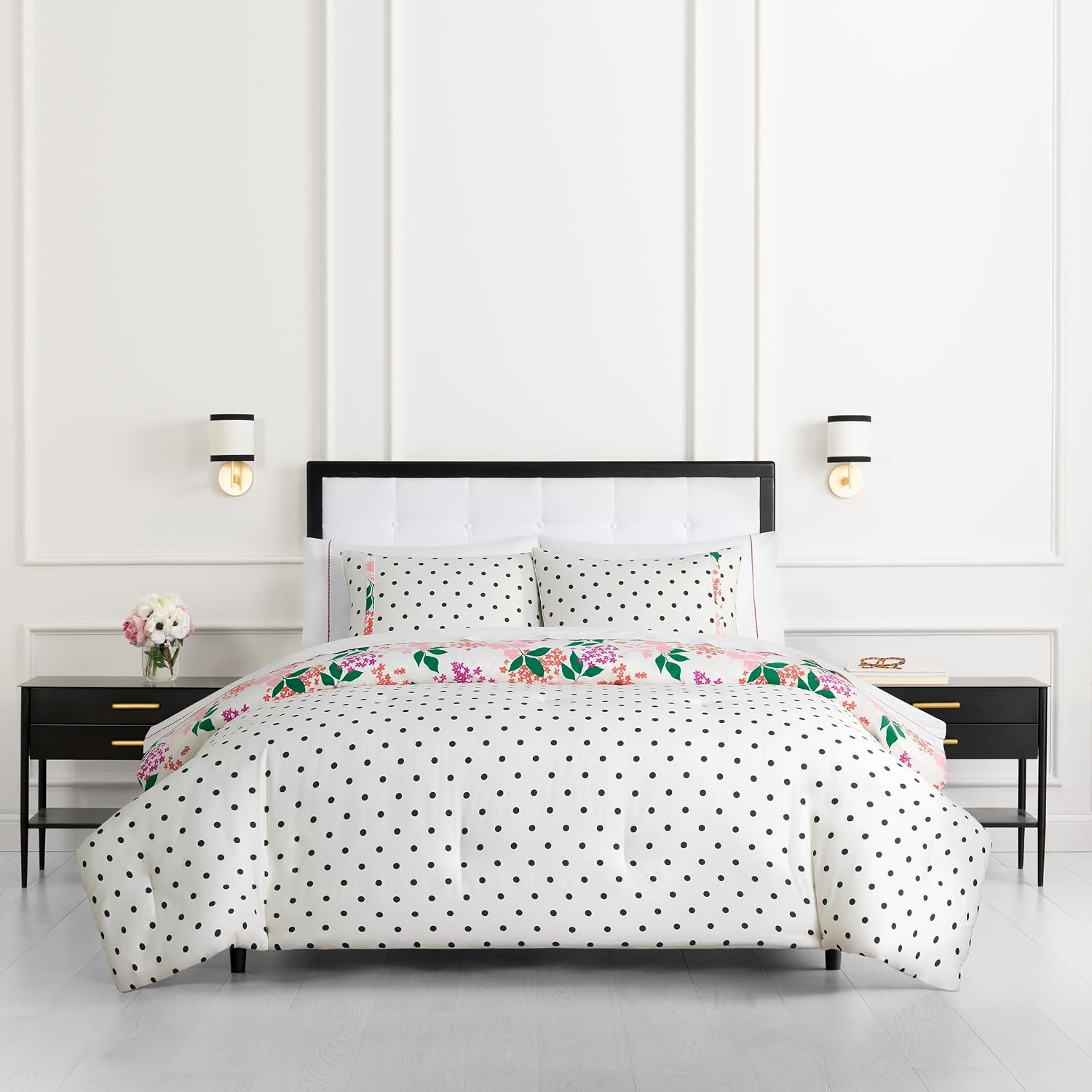 kate spade new york Bold Blossoms Full/Queen Comforter Set, 300 Thread Count Cotton Reversible Cover, All Season 3 Piece Bedding, Machine Washable, Floral Multicolor