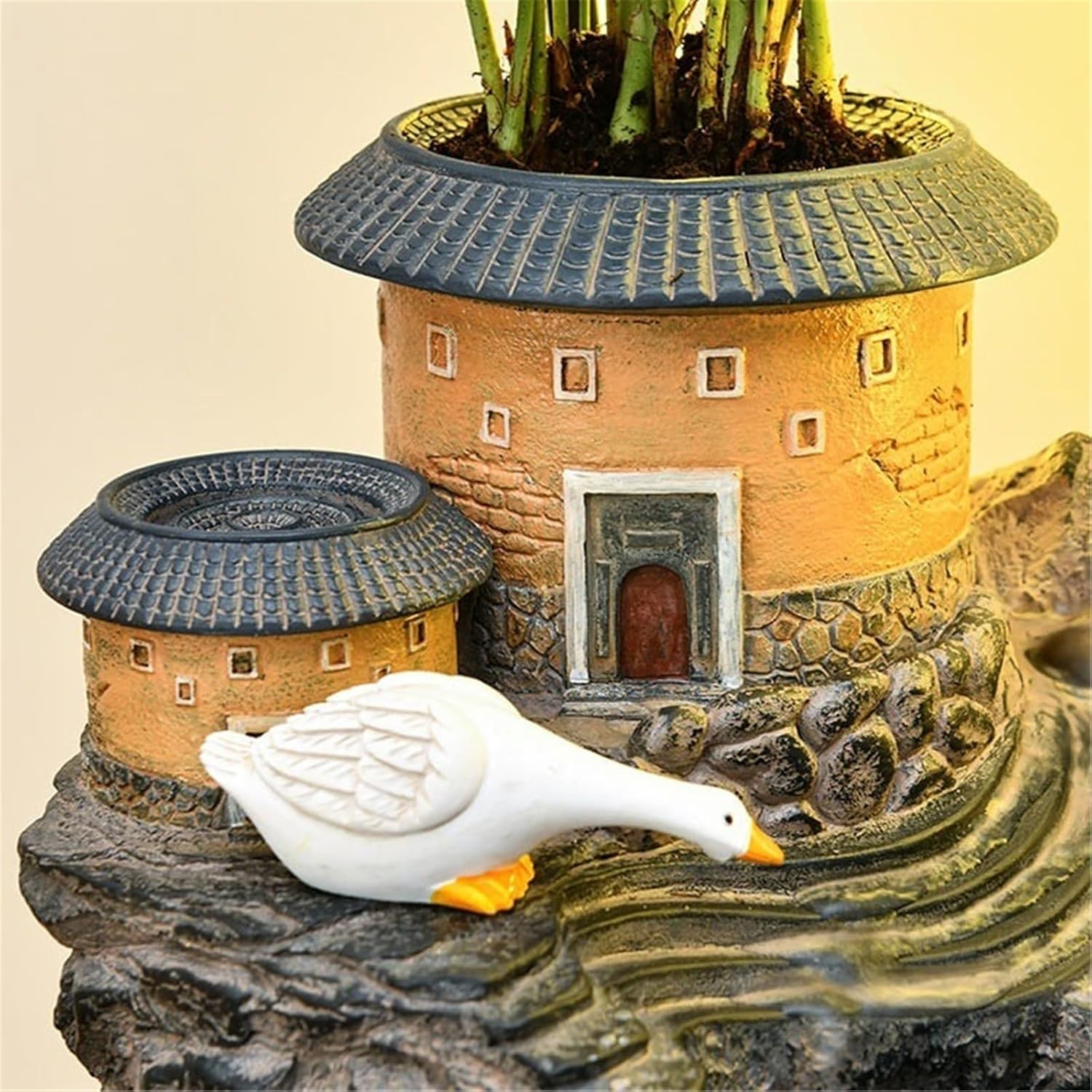 Tabletop Tabletop Fountain Rockery and Water Earthen Building Ornaments for Home Decor Decor