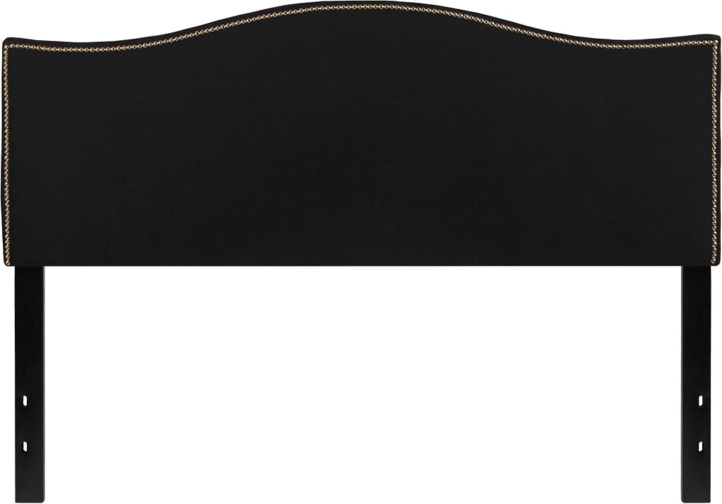 Flash Furniture Lexington Upholstered Queen Size Headboard with Accent Nail Trim in Black Fabric
