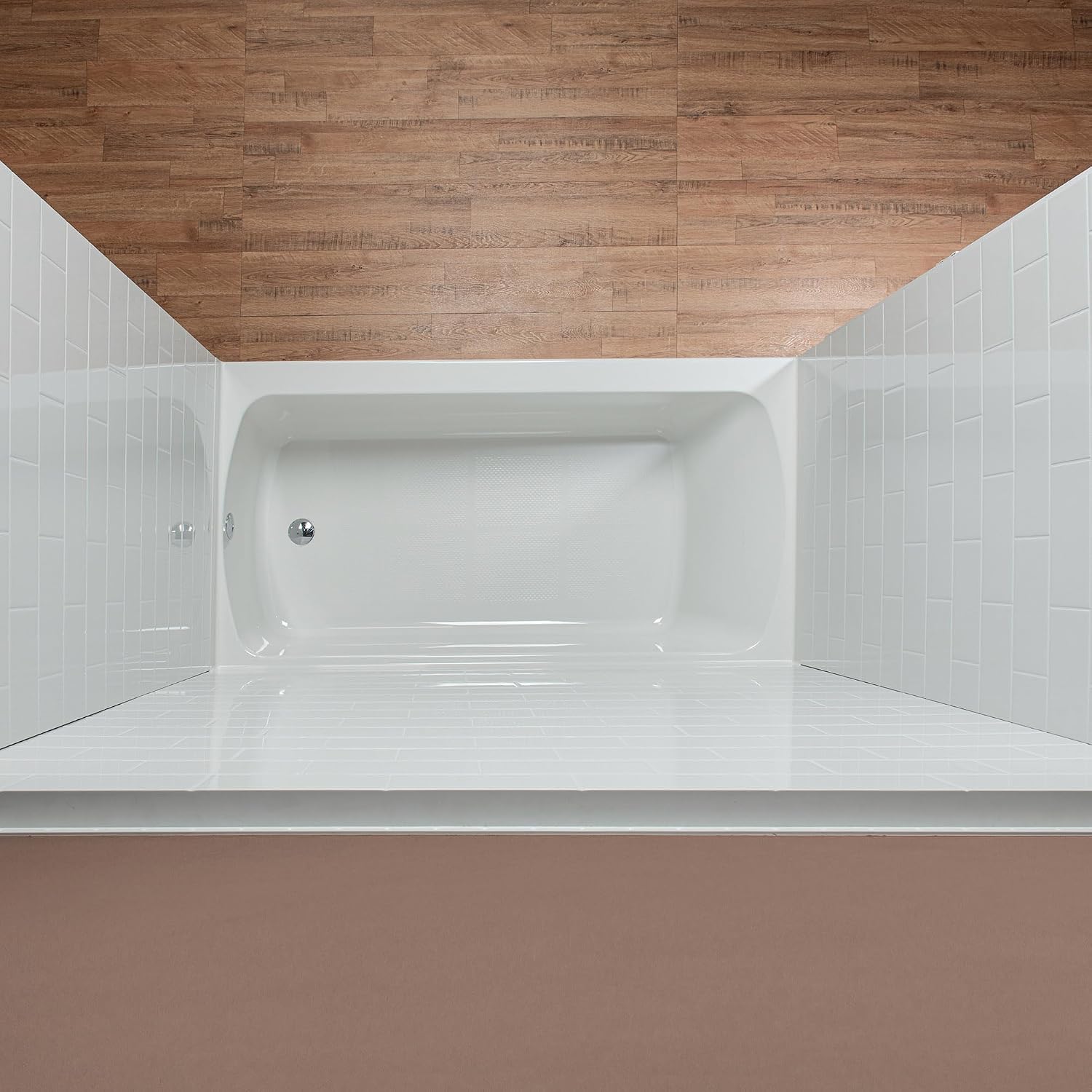 WOODBRIDGE 60' x 32' 4-Piece Direct-to-Stud Alcove Tub Surround, 1-3/4 inch (44mm) Thick, with Right-Drain Hole Soaking Bathtub Combo in White