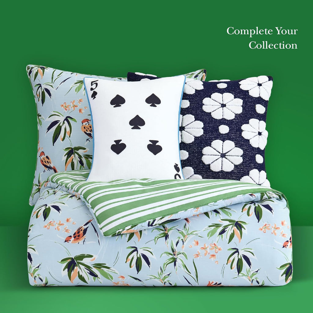 kate spade new york Bird Garden Full/Queen Comforter Set, 300 Thread Count Cotton Reversible Cover, All Season 3 Piece Bedding, Machine Washable, Floral Multicolor