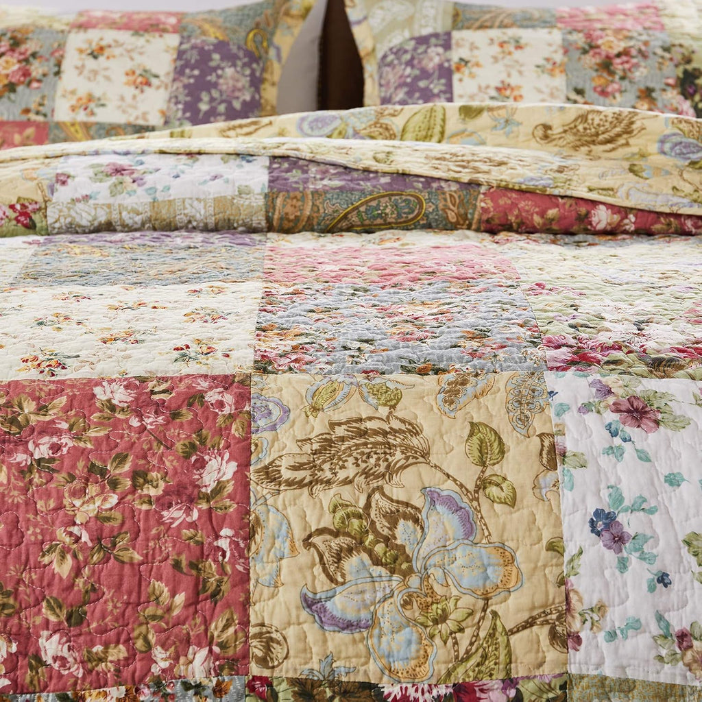 Greenland Home Blooming Prairie 100% Cotton Authentic Patchwork Quilt Set, 2-Piece Twin/Twin XL, Model:GL-0809CMST
