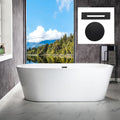 WOODBRIDGE 71' Acrylic Freestanding Bathtub Contemporary Soaking White Tub with Matte Black Overflow and Drain,White,B1701 MB
